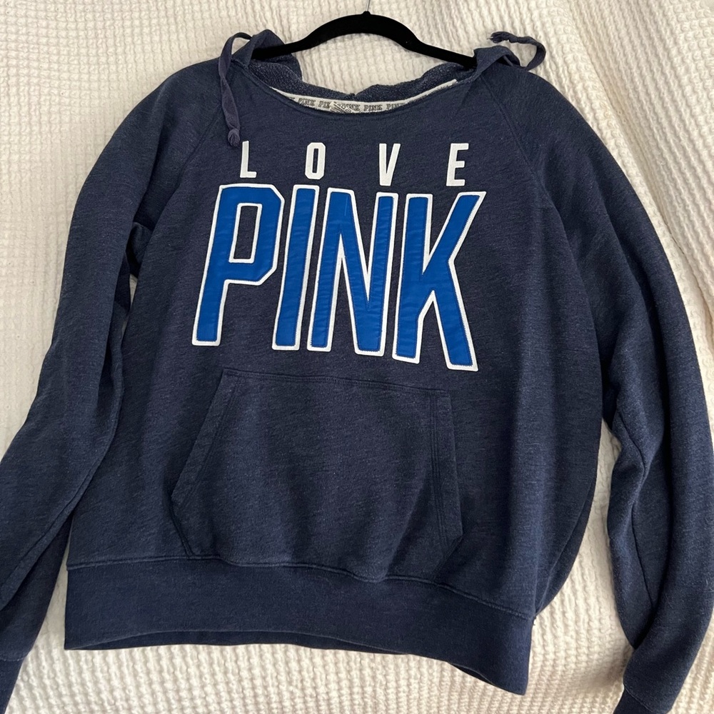 Navy PINK boatneck hoodie